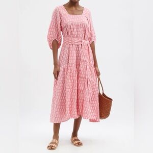 Anaak “Jamila” Square-Neck Floral Maxi Dress with Waist Sash